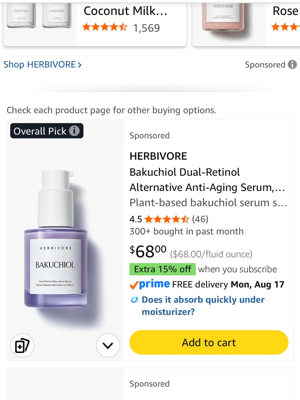 Herbivore Bakuchiol Anti-Aging Serum - Purple